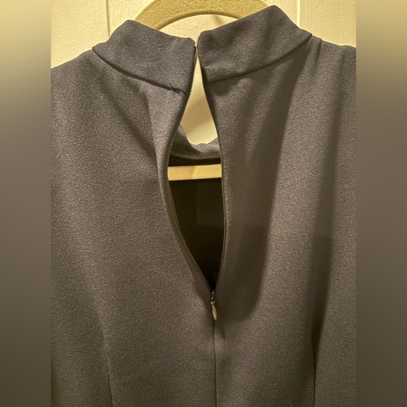 LIKE NEW Sharagano Deep Navy Blue Mock Neck Sleeveless Sheath Dress - Picture 11 of 12